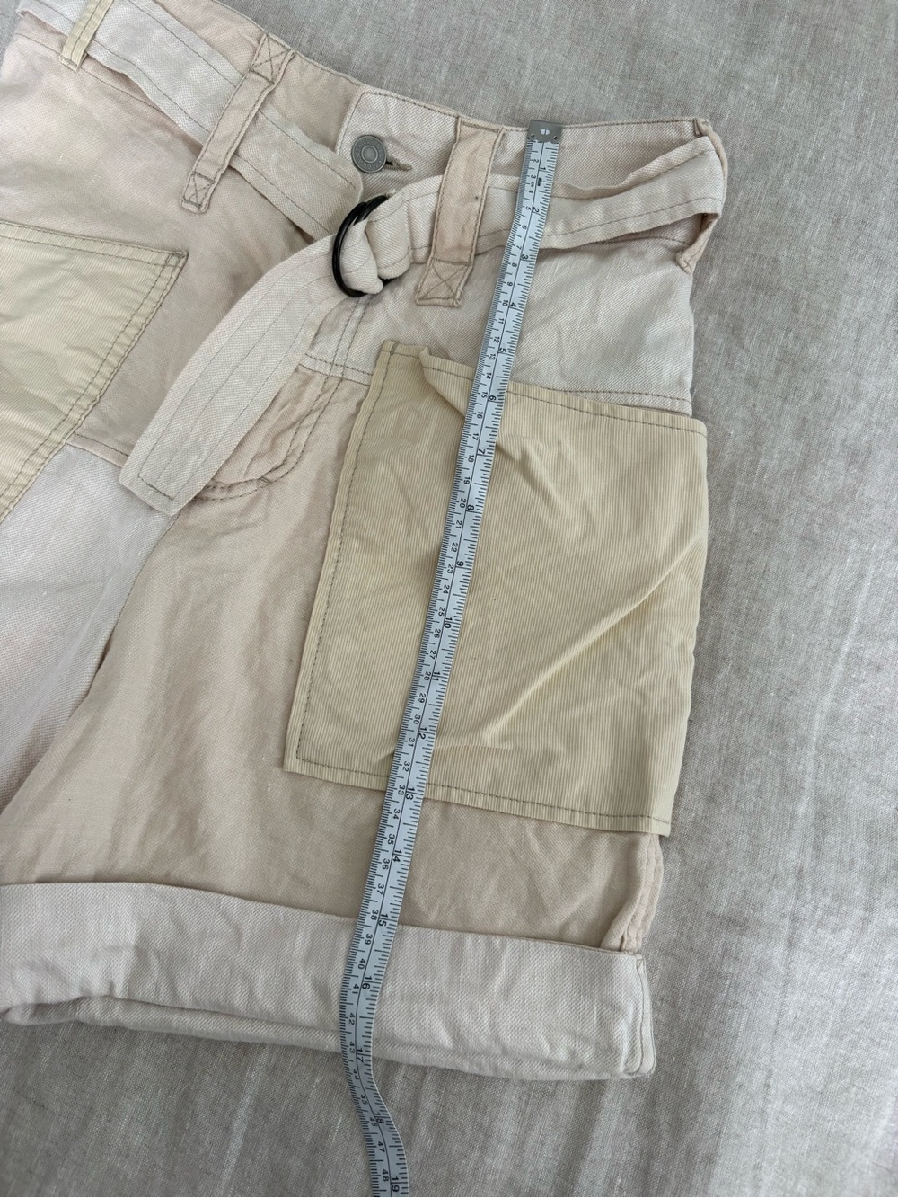 Isabel Marant Neutral Tone Patchwork Shorts with Belt - Picture 10 of 10